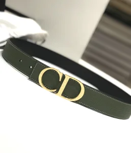 Dior CD Buckle Green Grained Leather Belt 35MM 