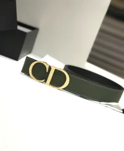 Luxury Womens Belts Dior CD Buckle Green Grained Leather Belt 35MM A175PP240 AA154369