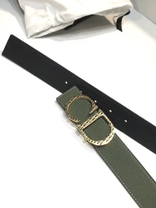 Luxury Womens Belts Dior CD Buckle Green Grained Leather Belt 35MM A175PP240 AA154369