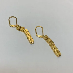 Luxury Womens Jewelry Celine Paris Signature Engraved Gold Earrings A152PP120 AA154295