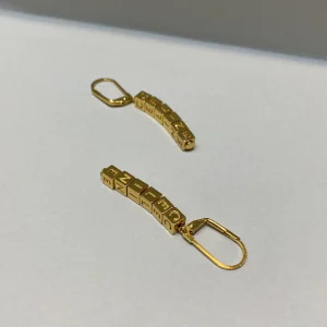 Luxury Womens Jewelry Celine Paris Signature Engraved Gold Earrings A152PP120 AA154295