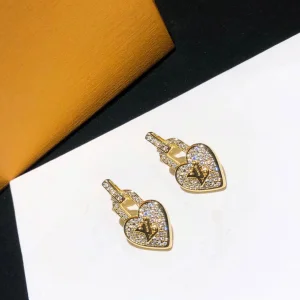 Luxury Womens Jewelry Louis Vuitton Gold Crystal LV Lock Earring A152PP110 AA154302