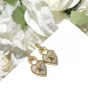 Luxury Womens Jewelry Louis Vuitton Gold Crystal LV Lock Earring A152PP110 AA154302