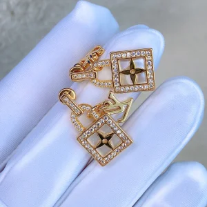Luxury Womens Jewelry Louis Vuitton Gold Crystal LV Lock Earring A152PP120 AA154301