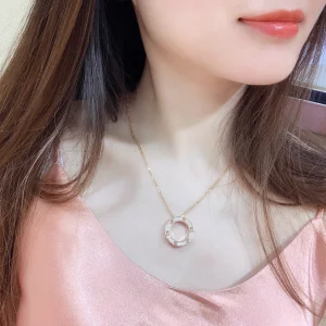 Luxury Womens Jewelry Cartier Love Diamond Circle Charm Necklace A205PP380 AA154470