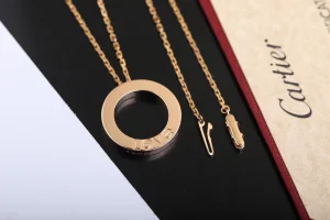 Luxury Womens Jewelry Cartier Love Diamond Circle Charm Necklace A205PP380 AA154470