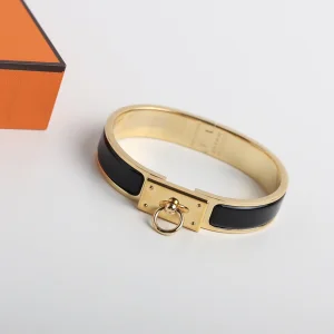 Luxury Womens Jewelry Hermes Clic Anneau Bracelet in Black A205PP220 AA154475