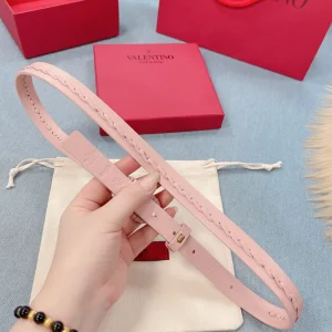 Luxury Womens Belts Valentino Vlogo Woven Leather Belt in Pink 20MM A175PP240 AA155595