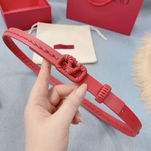 Valentino Vlogo Woven Leather Belt Red 20MM 