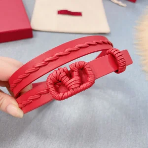 Luxury Womens Belts Valentino Vlogo Woven Leather Belt in Red 20MM A175PP240 AA155594