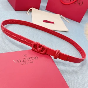 Luxury Womens Belts Valentino Vlogo Woven Leather Belt in Red 20MM A175PP240 AA155594