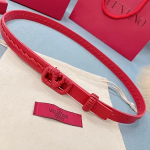 Luxury Womens Belts Valentino Vlogo Woven Leather Belt in Red 20MM A175PP240 AA155594