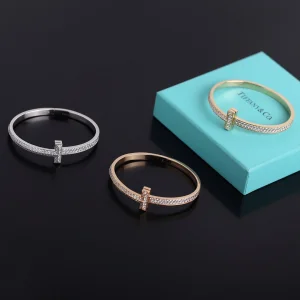 Tiffany T1 Narrow Diamond Hinged Bangle Bracelet 