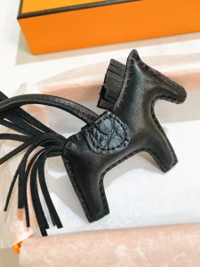 Luxury Womens Bag Charms Hermes Rodeo PM Touch Horse Charm in Black A62PP160 AA157105
