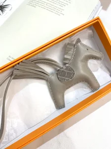 Luxury Womens Bag Charms Hermes Rodeo PM Touch Horse Charm in Gray A62PP160 AA157103