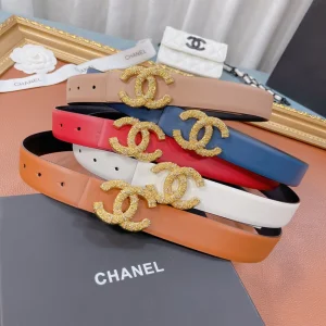 Luxury Womens Belts Chanel Gold CC Logo Leather Belt 30MM A175PP240 AA159741