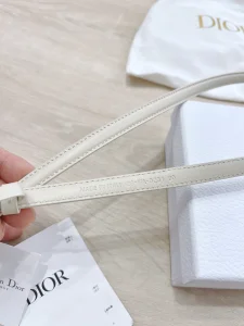 Luxury Womens Belts Dior Bobby Belt in White Smooth Calfskin 12MM A175PP240 AA159744