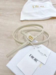 Luxury Womens Belts Dior Bobby Belt in White Smooth Calfskin 12MM A175PP240 AA159744