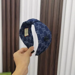 Luxury Womens Headband Gucci GG Denim Blue Headband A152PP110 AA159688