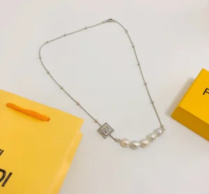 Fendi FF Charm Pearl Necklace 
