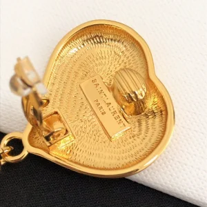 Luxury Womens Jewelry Saint Laurent YSL Gold Love Heart Earring A39PP150 AA159890