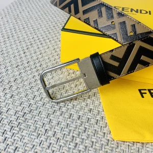 Luxury Mens Belts Fendi Mens FF Logo Leather Belt 35MM A175PP240 AA160641