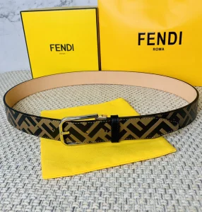 Luxury Mens Belts Fendi Mens FF Logo Leather Belt 35MM A175PP240 AA160641