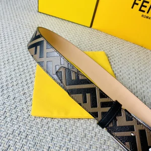 Luxury Mens Belts Fendi Mens FF Logo Leather Belt 35MM A175PP240 AA160641