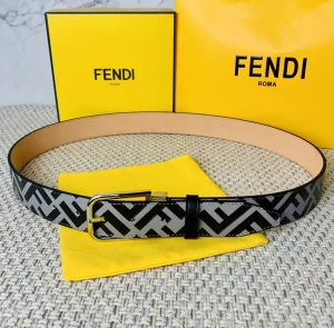 Luxury Mens Belts Fendi Mens FF Logo Leather Belt 35MM A175PP240 AA160642