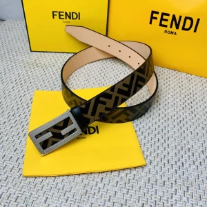Luxury Mens Belts Fendi Mens FF Logo Leather Belt 35MM A175PP240 AA160643