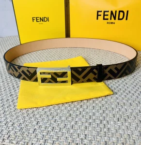 Luxury Mens Belts Fendi Mens FF Logo Leather Belt 35MM A175PP240 AA160643