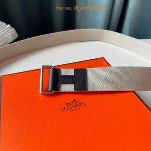Luxury Mens Belt Hermes Nomade Knotted Style Belt in White 40MM A175PP240 AA161402