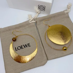 Loewe Lunar Earrings Metal and Tiger Eye 