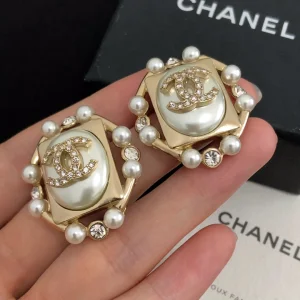 Chanel Earrings Chanel Crystal CC Pearls Earrings 
