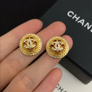 Chanel Earrings Chanel Crystals CC Round Earrings 