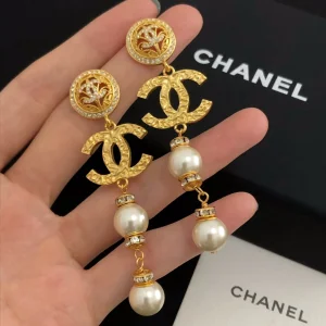 Chanel Earrings Chanel Gold CC and Pearl Earrings 