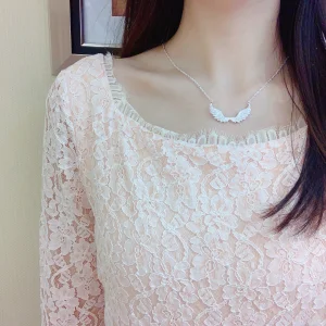 Luxury Womens Jewelry Tiffany Crystals Wings Shape Pendant Necklace A205PP120 AA163355