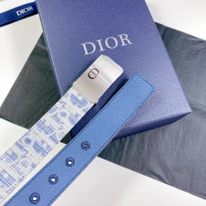 Luxury Mens Belts Dior Mens Blue White Dior Oblique Belts 34MM A191PP240 AA164493