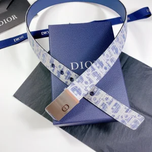 Luxury Mens Belts Dior Mens Blue White Dior Oblique Belts 34MM A191PP240 AA164493