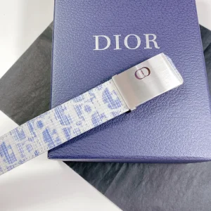 Luxury Mens Belts Dior Mens Blue White Dior Oblique Belts 34MM A191PP240 AA164493
