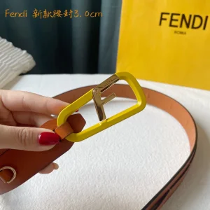 Luxury Womens Belts Fendi F Logo Leather Belt in Tan 30MM A175PP240 AA165820