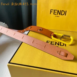 Luxury Womens Belts Fendi F Logo Leather Belt in Tan 30MM A175PP240 AA165820