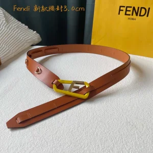 Luxury Womens Belts Fendi F Logo Leather Belt in Tan 30MM A175PP240 AA165820
