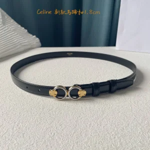 Luxury Womens Belts Celine Horsebit Leather Belt in Black 18MM A175PP240 AA166847