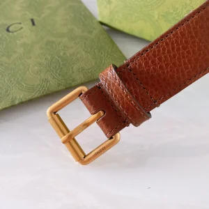 Luxury Womens Belts Gucci Blue GG Denim Leather Belt in Brown 30MM A191PP240 AA168175