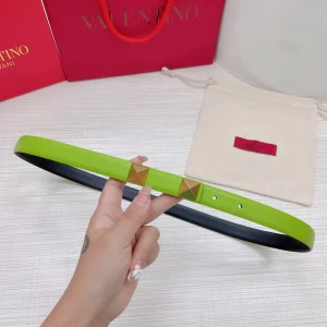 Valentino Roman Stud Leather Belt Green 20MM 