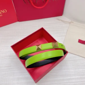 Luxury Womens Belts Valentino Roman Stud Leather Belt in Green 20MM A191PP240 AA168215