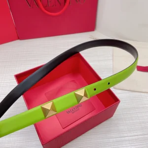 Luxury Womens Belts Valentino Roman Stud Leather Belt in Green 20MM A191PP240 AA168215