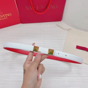 Valentino Roman Stud Leather Belt White 20MM 