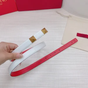 Luxury Womens Belts Valentino Roman Stud Leather Belt in White 20MM A191PP240 AA168208